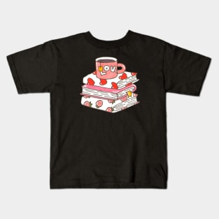 Tea and books///Drawing for fans Kids T-Shirt